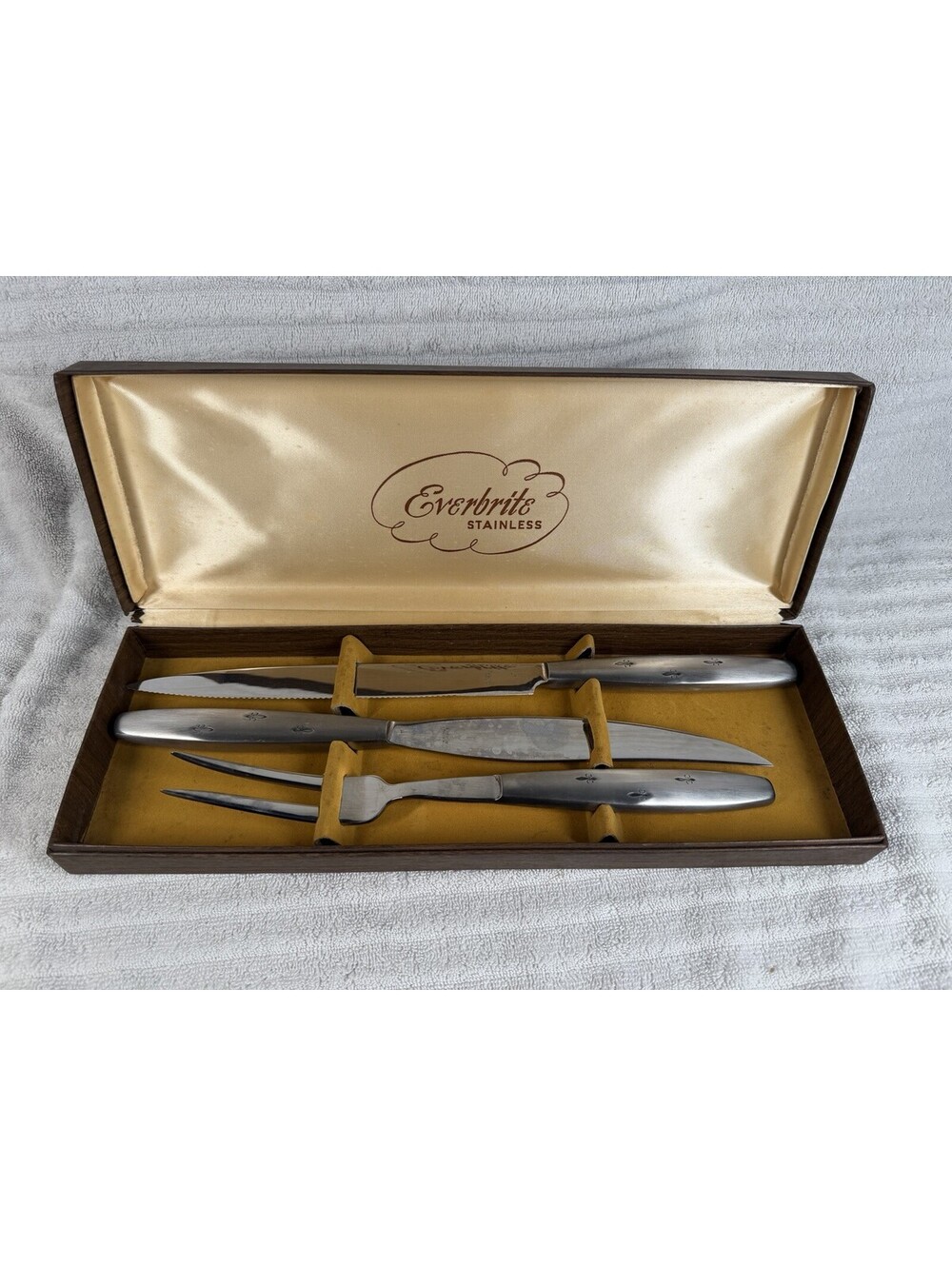 VTG Everbrite Premier Stainless Steel Carving Knives And Meat Fork Set Japan